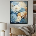 thumbnail image 1 of Designart "Minimalist Blue And Gold Mums Painting" Mums Floater Framed Canvas Wall Art, 1 of 5