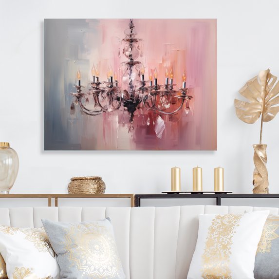 Designart "Minimalist Brilliance of Chandeliers II" Chandelier Metal Wall Art