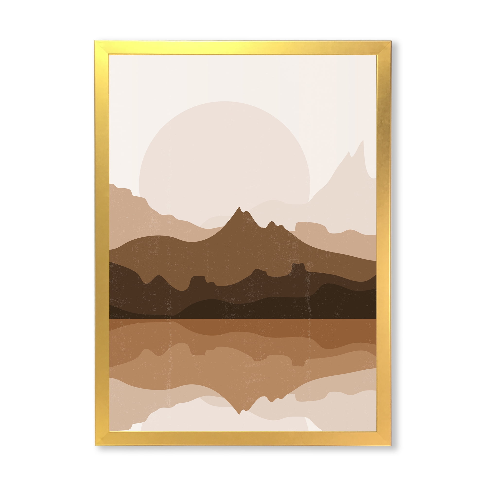 Designart 'Minimalist Brown Terracotta Landscape' Modern Framed Art Print