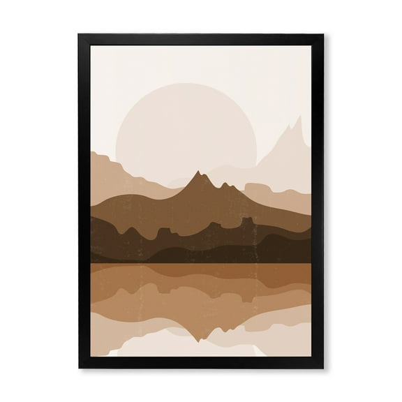 Designart 'Minimalist Brown Terracotta Landscape' Modern Framed Art Print
