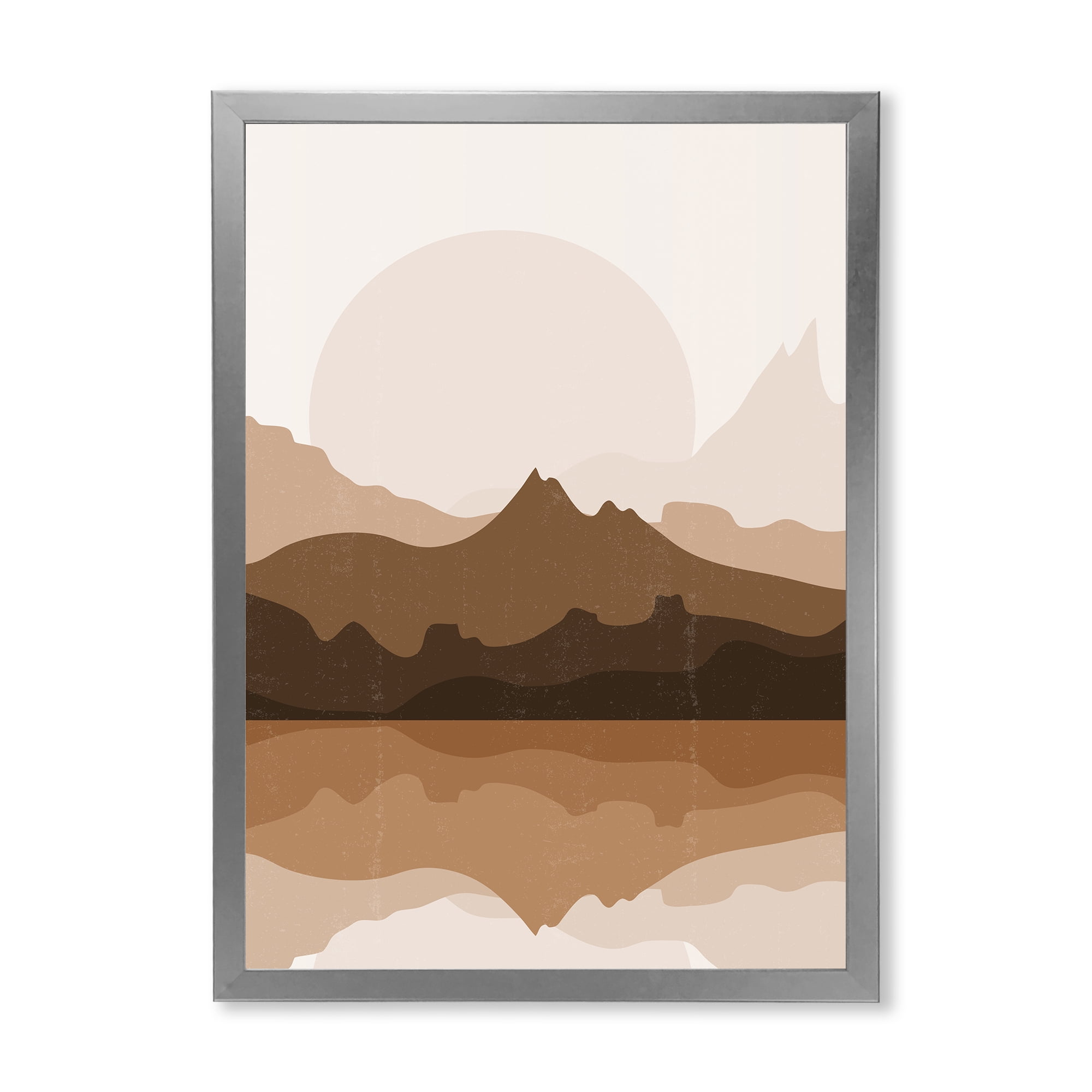 Designart 'Minimalist Brown Terracotta Landscape' Modern Framed Art Print