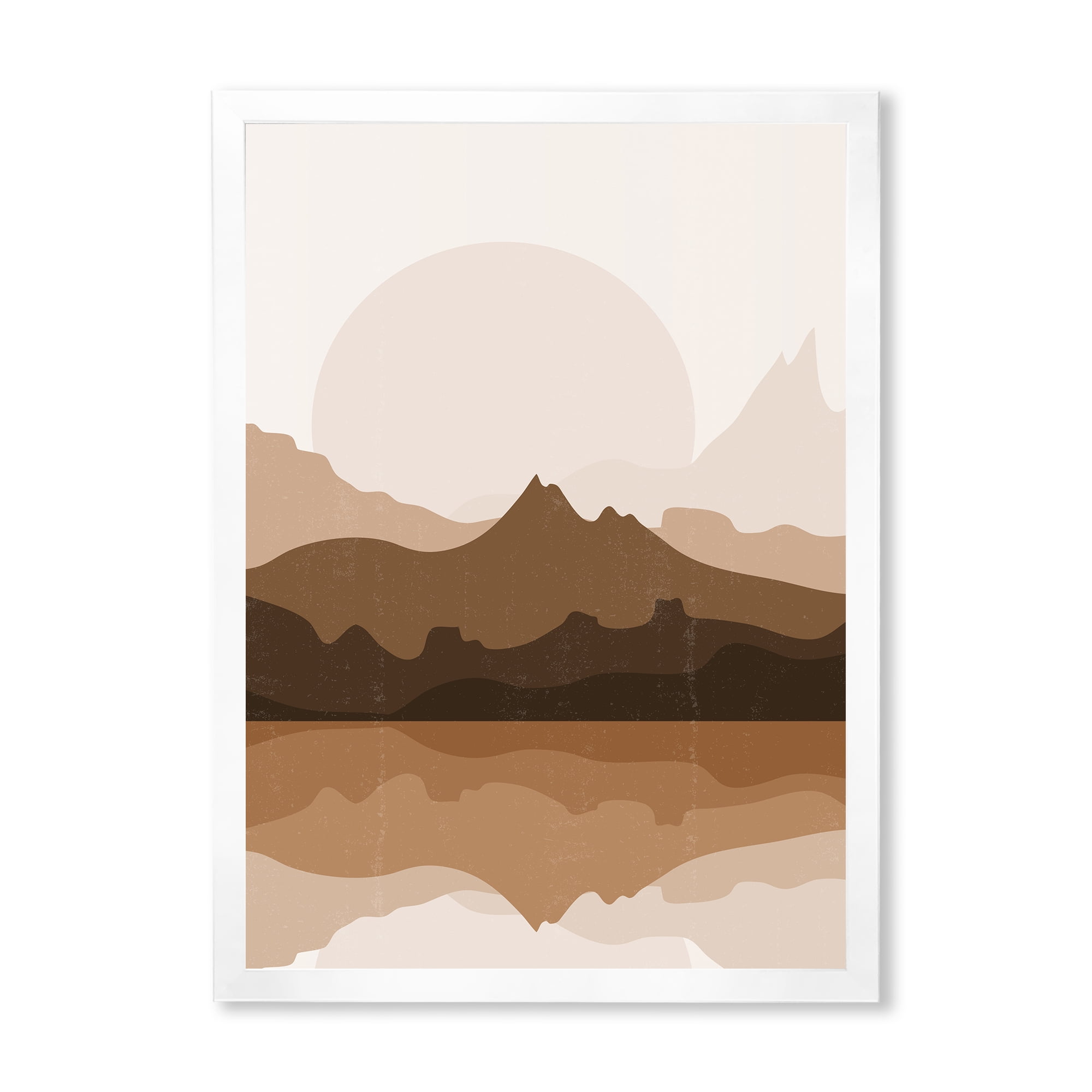 Designart 'Minimalist Brown Terracotta Landscape' Modern Framed Art Print