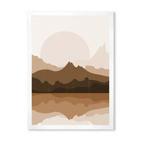 Designart 'Minimalist Brown Terracotta Landscape' Modern Framed Art Print