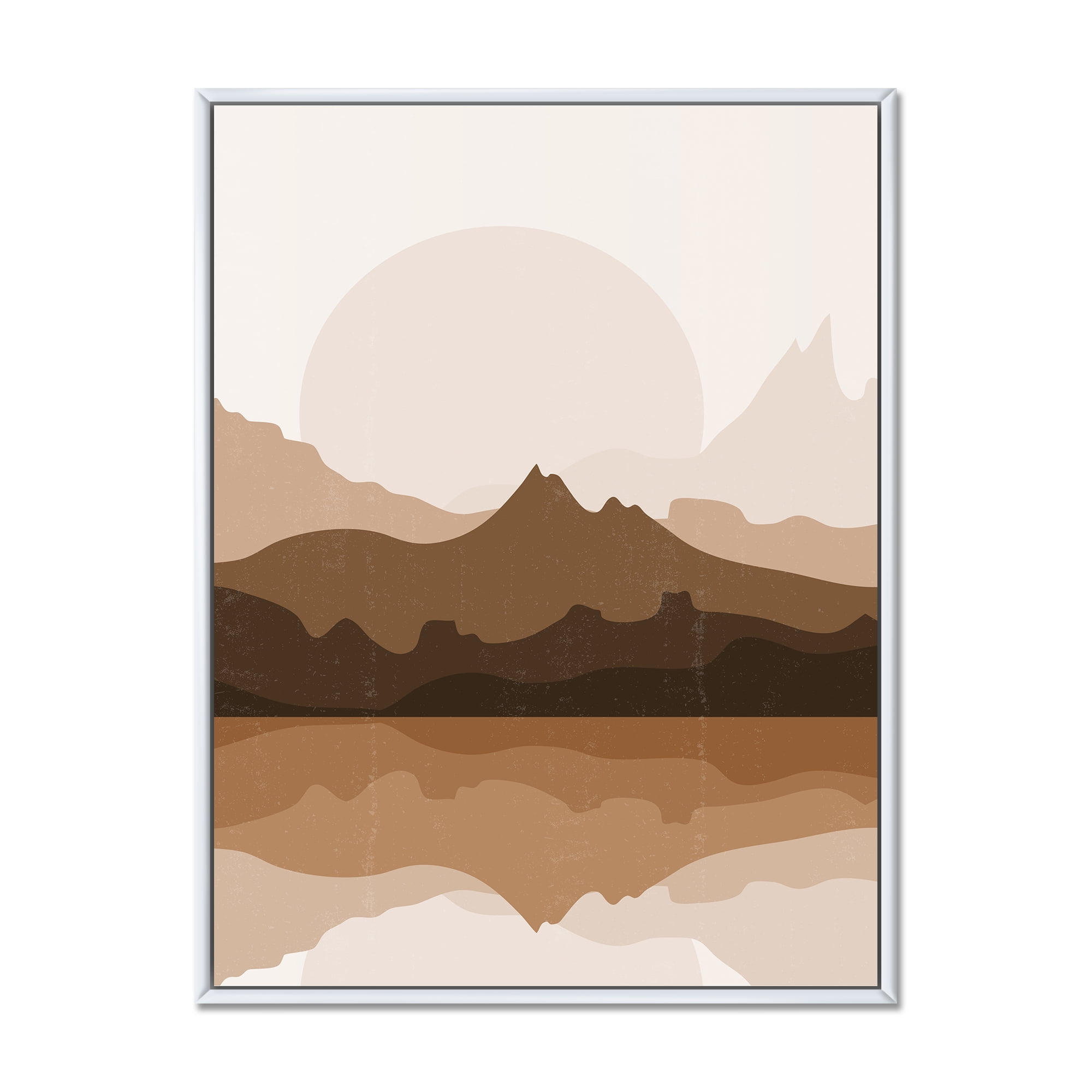 Designart 'Minimalist Brown Terracotta Landscape' Modern Framed Canvas Wall Art Print