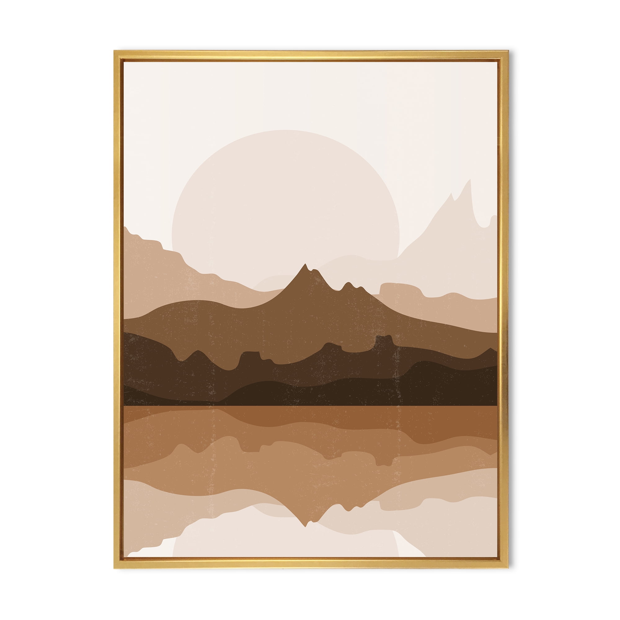 Designart 'Minimalist Brown Terracotta Landscape' Modern Framed Canvas Wall Art Print