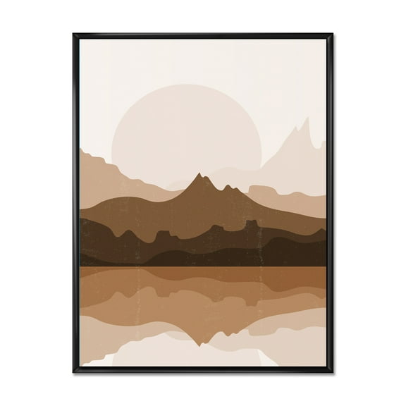 Designart 'Minimalist Brown Terracotta Landscape' Modern Framed Canvas Wall Art Print