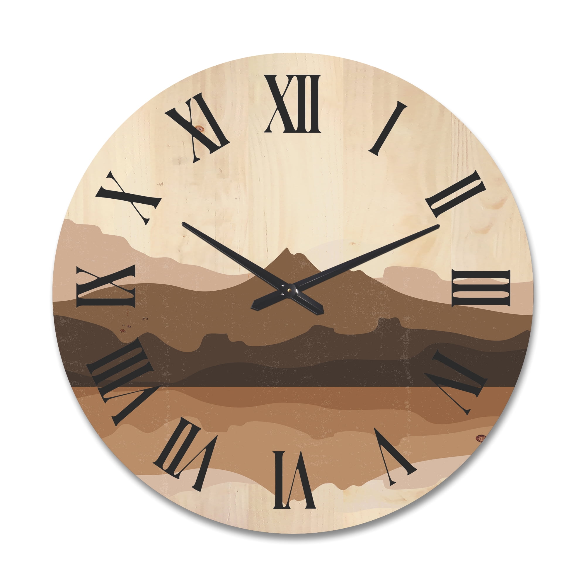 Designart 'Minimalist Brown Terracotta Landscape' Modern Wood Wall Clock