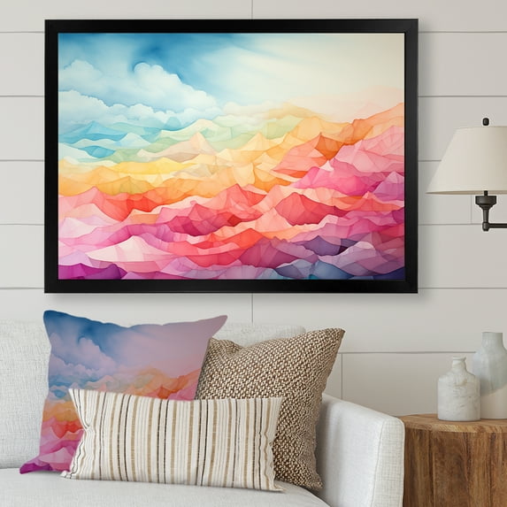 Designart "Minimalist Charm Of Aurora Borealis" Aurora Borealis Picture Framed Canvas Prints