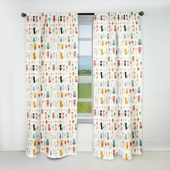 Designart "Minimalist Cute Children'S Animals I" Animal Print Blackout Curtain Single Panel