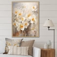 thumbnail image 1 of Designart "Minimalist Daffodils In White And Orange II" Daffodils Floater Framed Wall Art Living Room, 1 of 5