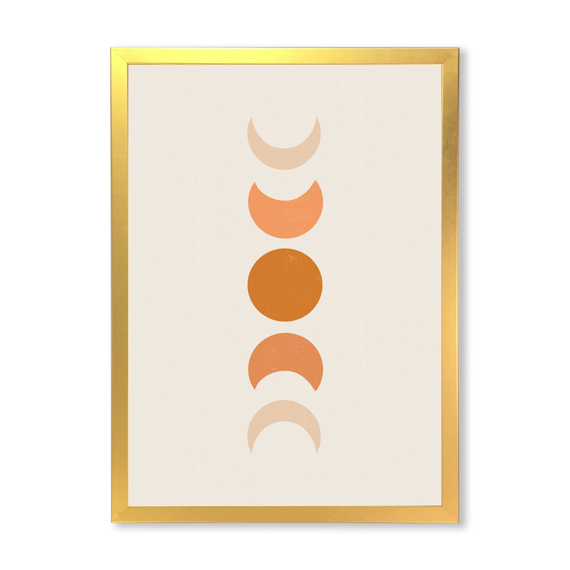 Designart 'Minimalist Different Moon Phases' Modern Framed Art Print