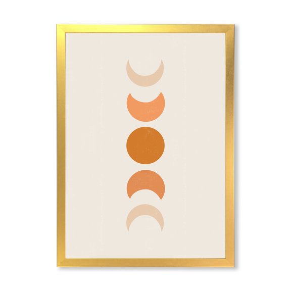 Designart 'Minimalist Different Moon Phases' Modern Framed Art Print