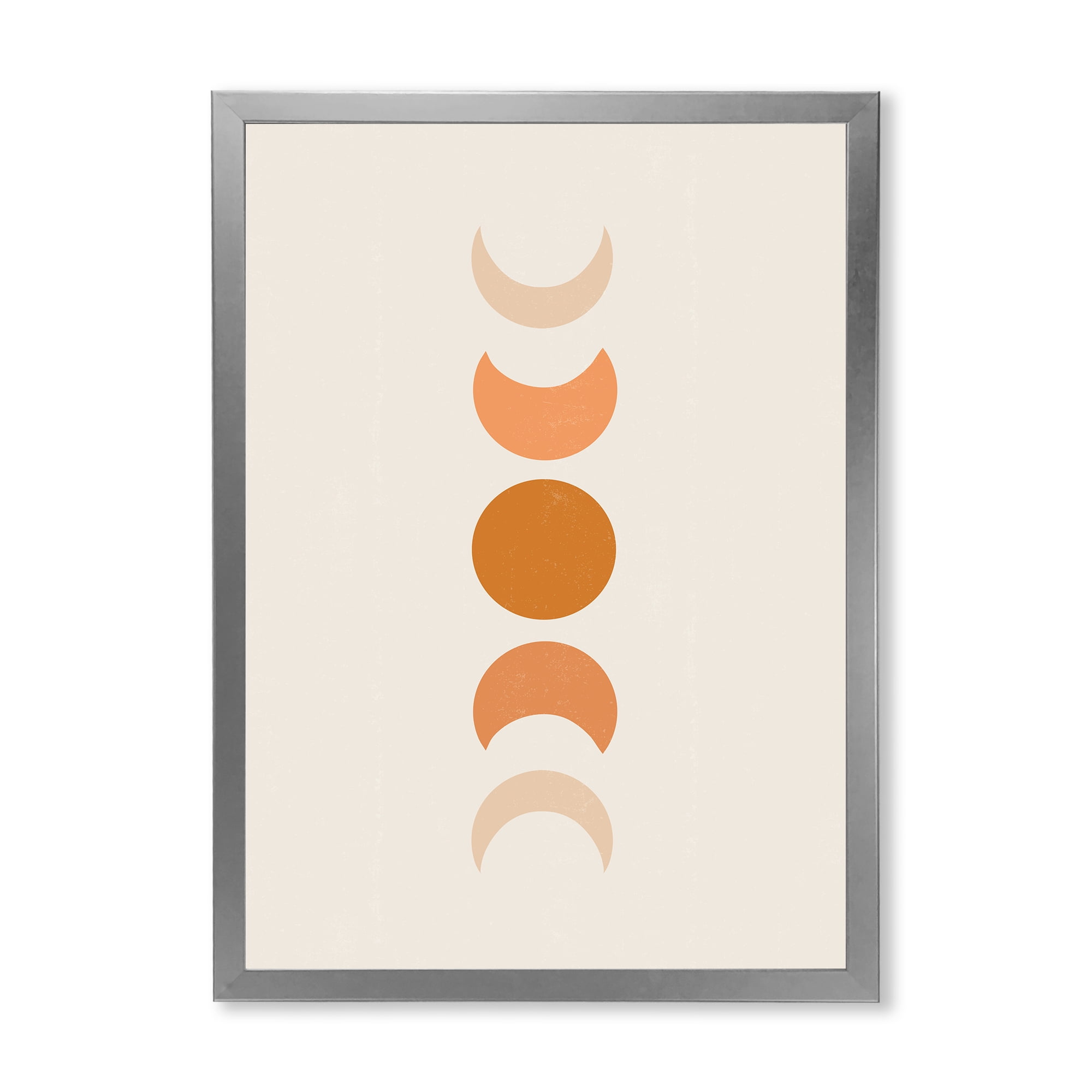 Designart 'Minimalist Different Moon Phases' Modern Framed Art Print