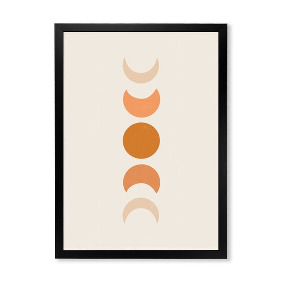 Designart 'Minimalist Different Moon Phases' Modern Framed Art Print