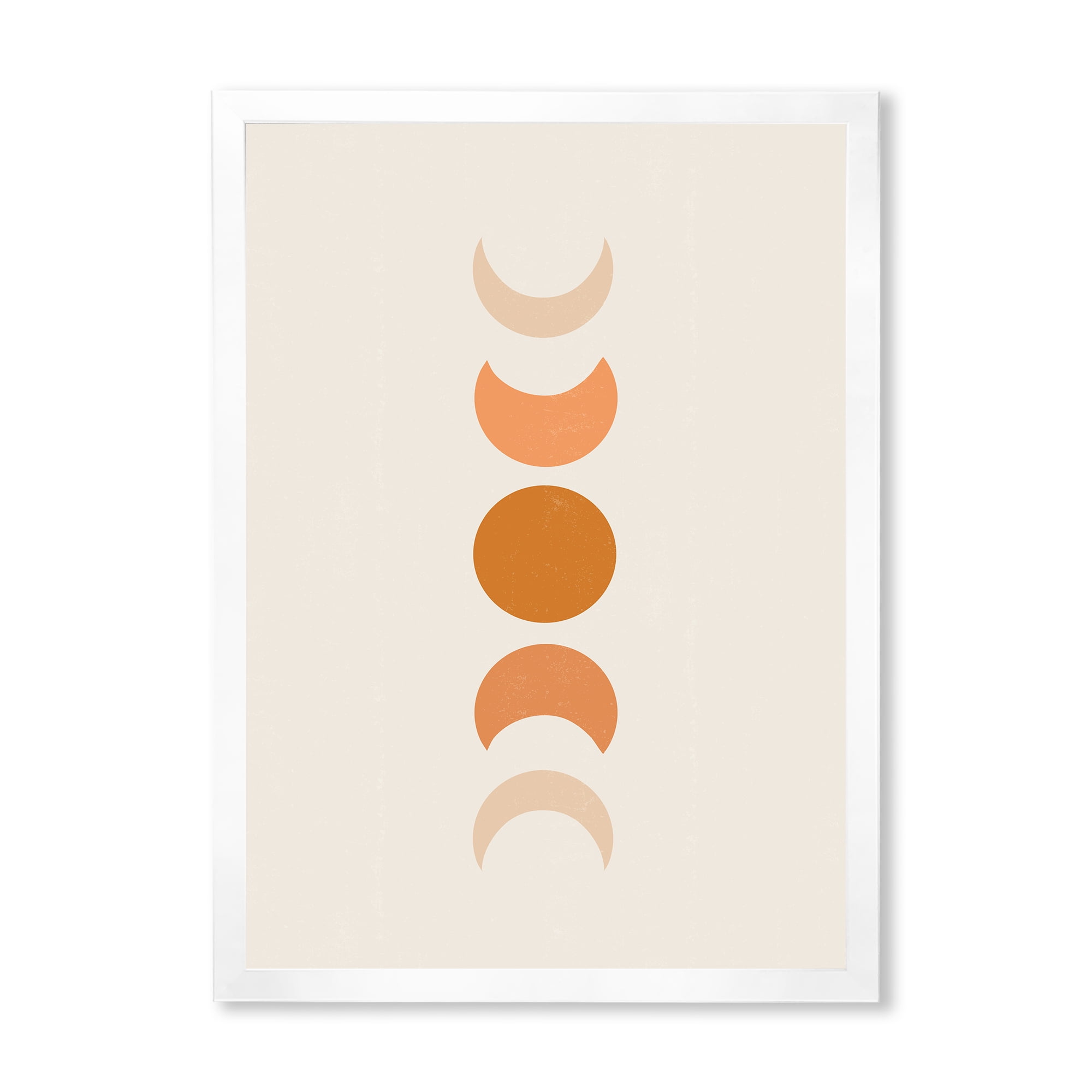 Designart 'Minimalist Different Moon Phases' Modern Framed Art Print
