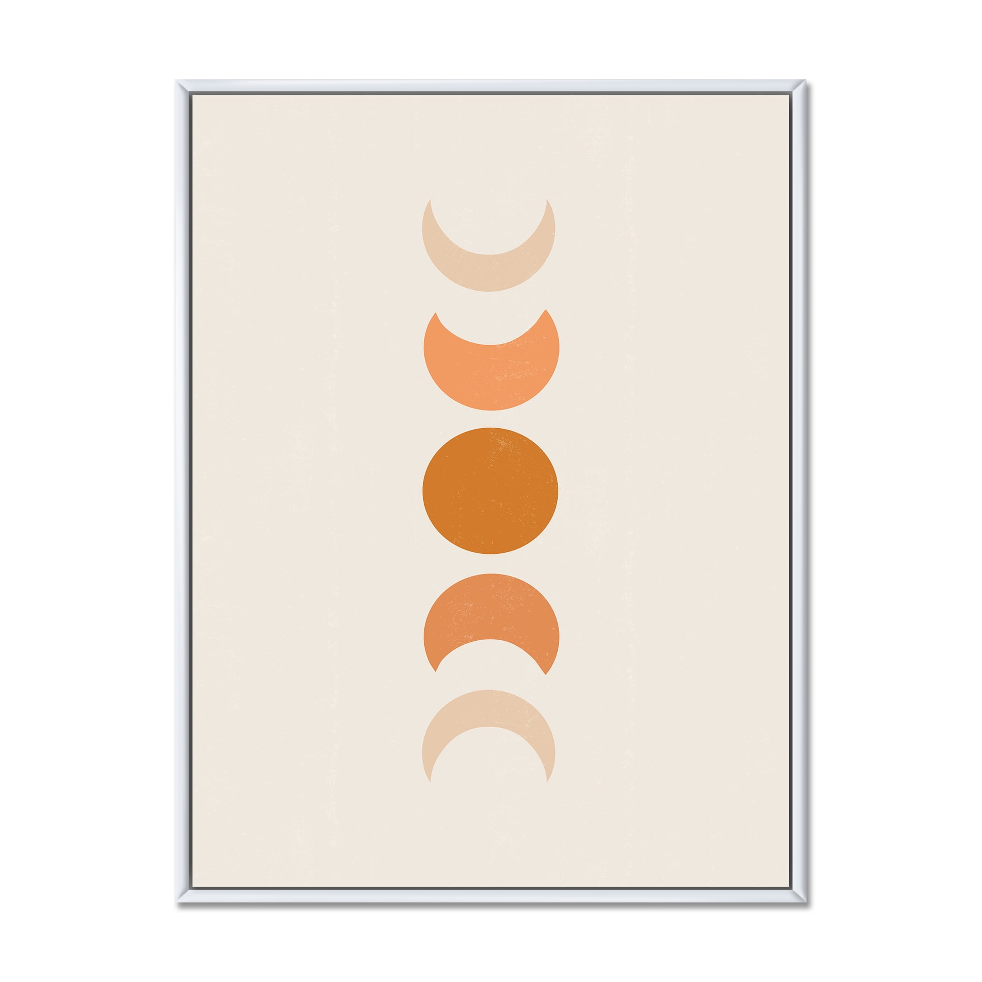 Designart 'Minimalist Different Moon Phases' Modern Framed Canvas Wall Art Print