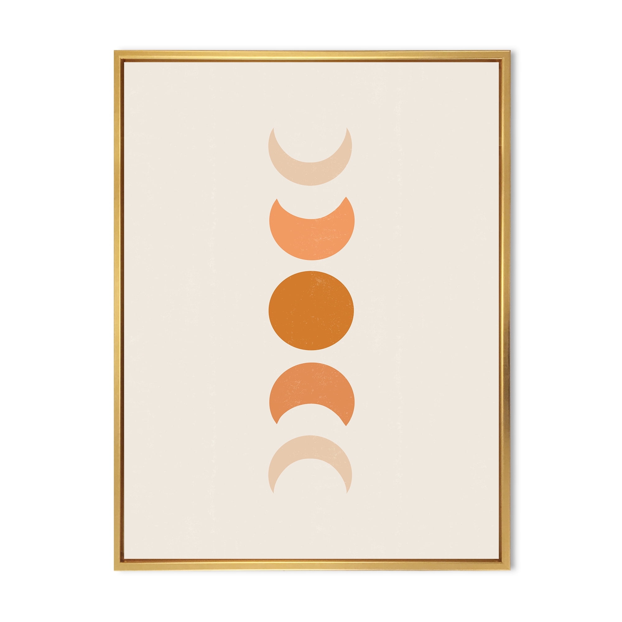Designart 'Minimalist Different Moon Phases' Modern Framed Canvas Wall Art Print