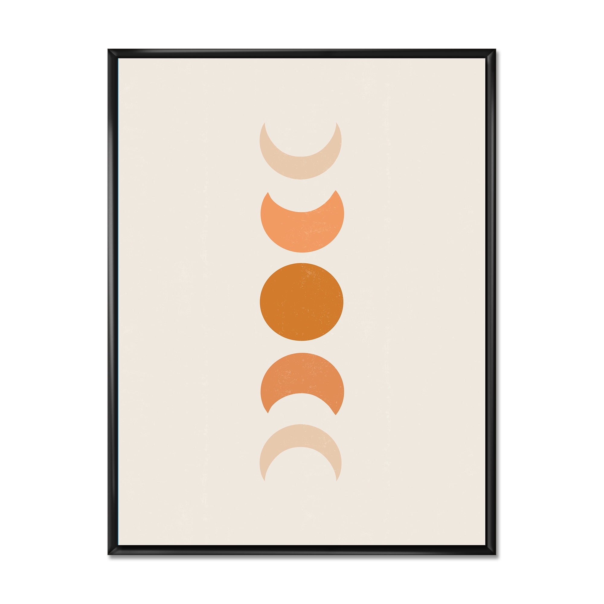 Designart 'Minimalist Different Moon Phases' Modern Framed Canvas Wall Art Print