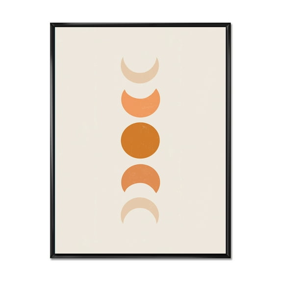 Designart 'Minimalist Different Moon Phases' Modern Framed Canvas Wall Art Print