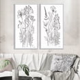 thumbnail image 1 of Designart "Minimalist Drawing Wildflowers on White IV" Wildflowers Framed Wall Art Set Of 2 - Traditional White Framed Canvas Set For Living Room Decor, 1 of 6