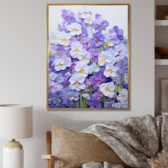 Designart "Minimalist Dream With Violets" Violets Floater Framed Canvas Wall Art