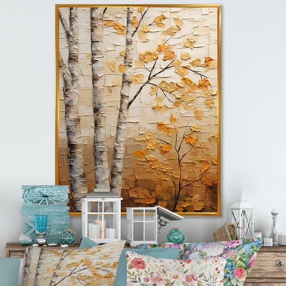Designart "Minimalist Elegance American Basswood II" Landscapes Framed Wall Art - Country White Tree Entryway Framed Wall Art