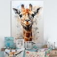 thumbnail image 1 of Designart "Minimalist Elegance Giraffe Portrait" Animals Canvas Wall Art - Traditional Brown Giraffe Hallway Wall Art Decor, 1 of 6