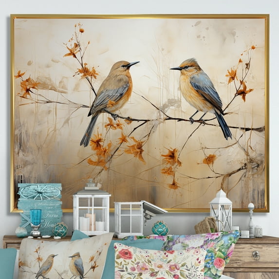 Designart "Minimalist Exotic Avian" Birds Of Paradise Floater Framed Canvas Prints