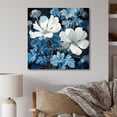 thumbnail image 1 of Designart "Minimalist Flowers: Blue And White Geraniums I" Geraniums Canvas Prints, 1 of 7