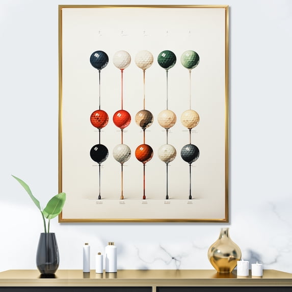 Designart "Minimalist Golf Tees IV" Sports Floater Framed Wall Decor