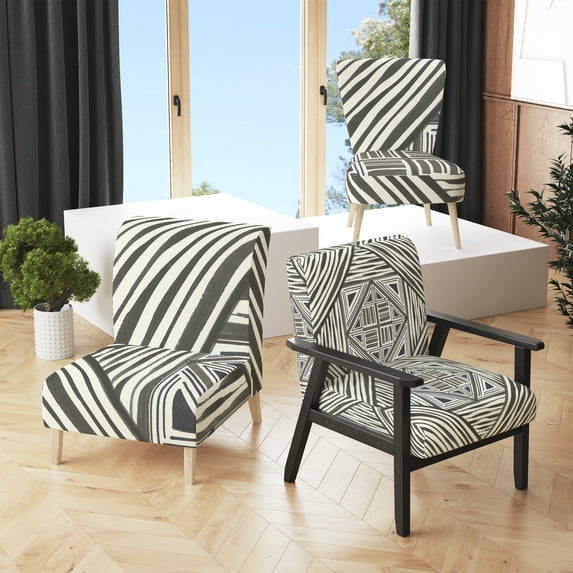 Designart "Minimalist Graphics II" Upholstered Transitional Accent Chair - Arm Chair
