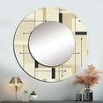 thumbnail image 1 of Designart "Minimalist Grid Harmony In Beige And Grey" Geometric Rund Mirror For Wall Decor - Large Beige Round Printed Mirror -Modern Round Living Room Mirror - 29" x 29", 1 of 6