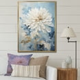 thumbnail image 1 of Designart "Minimalist Harmony Of White And Blue Dahlias II" Dahlia Floater Framed Wall Decor, 1 of 5