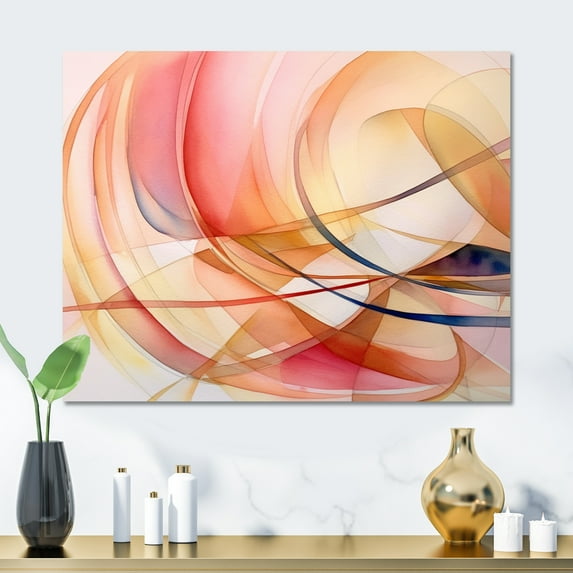 Designart "Minimalist Harmony in Peach and Yellow III" Minimalism Metal Wall Art Prints
