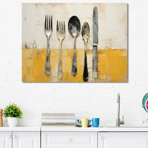 Designart "Minimalist Kitchen Utensils II" Utensils Canvas Prints
