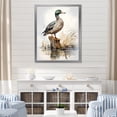 thumbnail image 1 of Designart "Minimalist Mallard at the Pond II" Animals Framed Wall Art - Traditional Grey Duck Entryway Framed Wall Art, 1 of 6