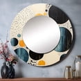 thumbnail image 1 of Designart "Minimalist Masterpiece Yellow and Blue Mid Century" Abstract Collages Yellow Large Round Mirror - Round Bedroom Mirror Wall Decor - Modern Round Printed Mirror - 36" x 36", 1 of 6