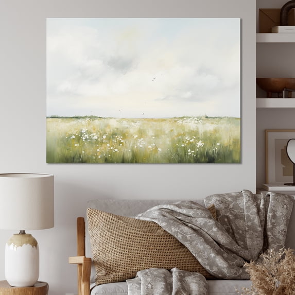 Designart "Minimalist Meadow Scenery I" Meadow Canvas Art Print