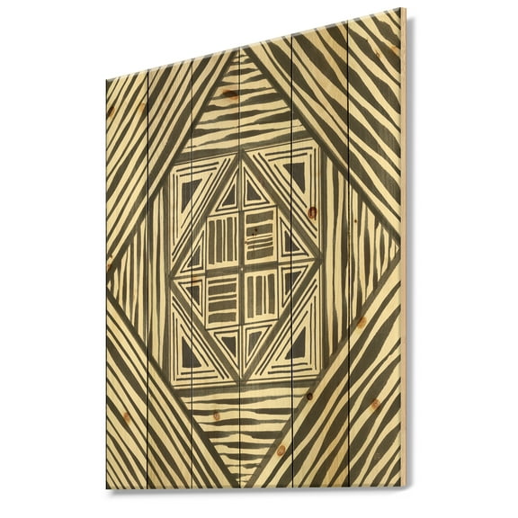 Designart 'Minimalist Monochrome Graphics III' Transitional Print on Natural Pine Wood