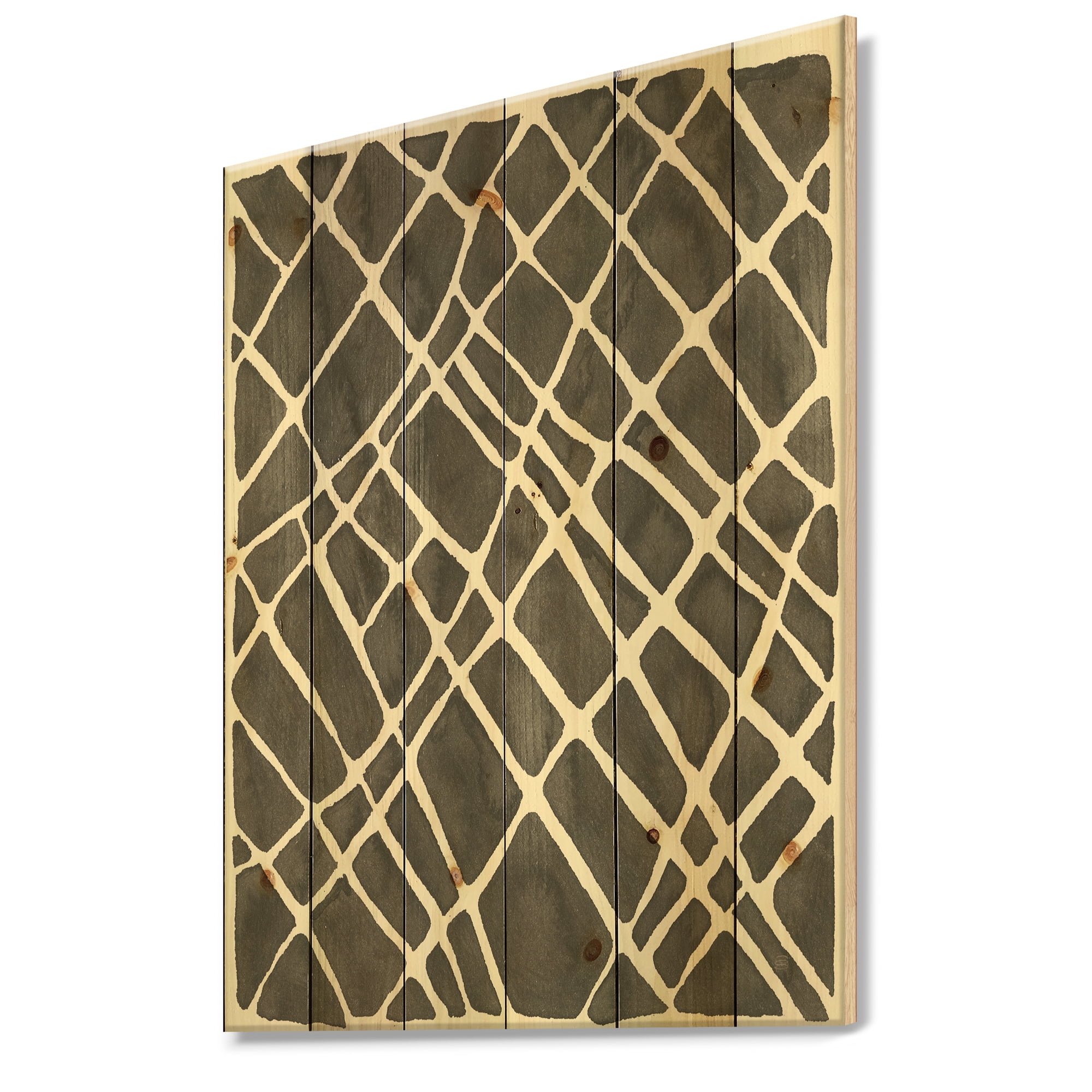 Designart 'Minimalist Monochrome Graphics V' Transitional Print on Natural Pine Wood