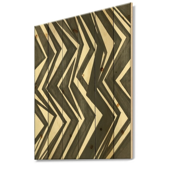 Designart 'Minimalist Monochrome Graphics VI' Transitional Print on Natural Pine Wood