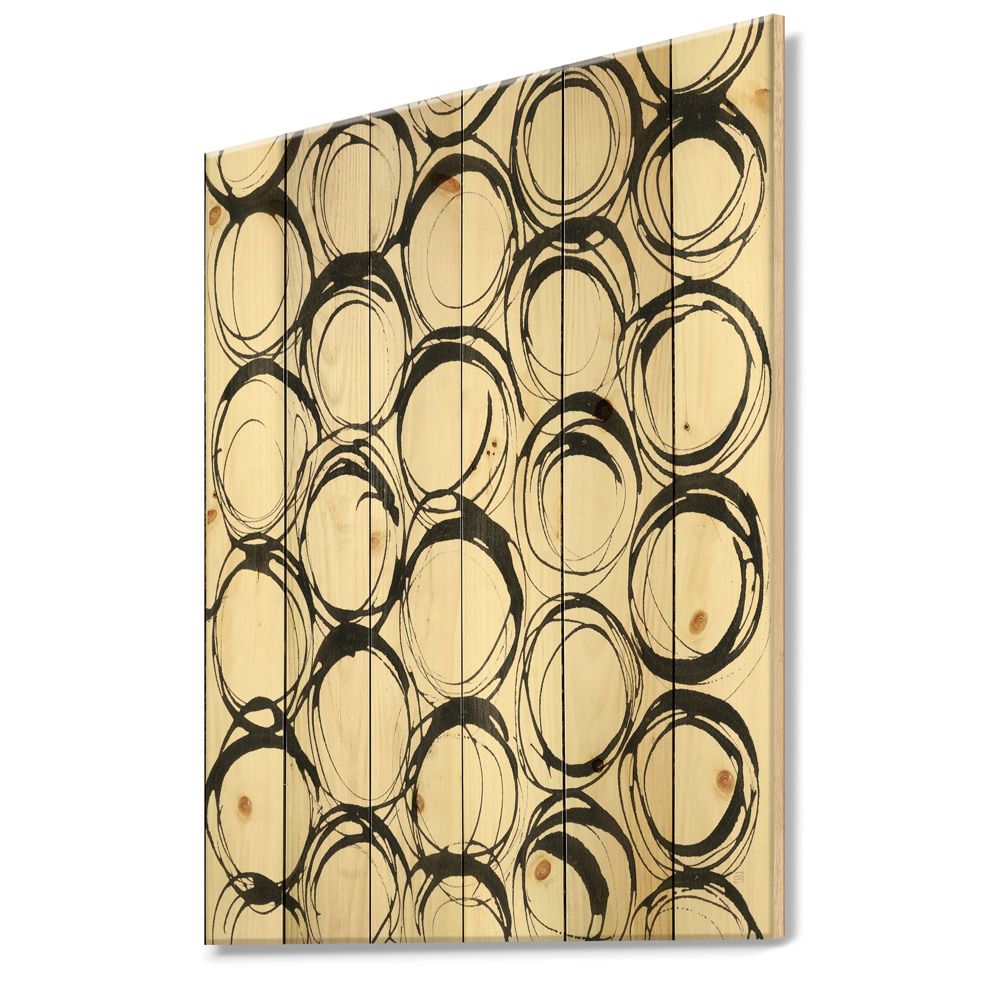 Designart 'Minimalist Monochrome II' Transitional Print on Natural Pine Wood