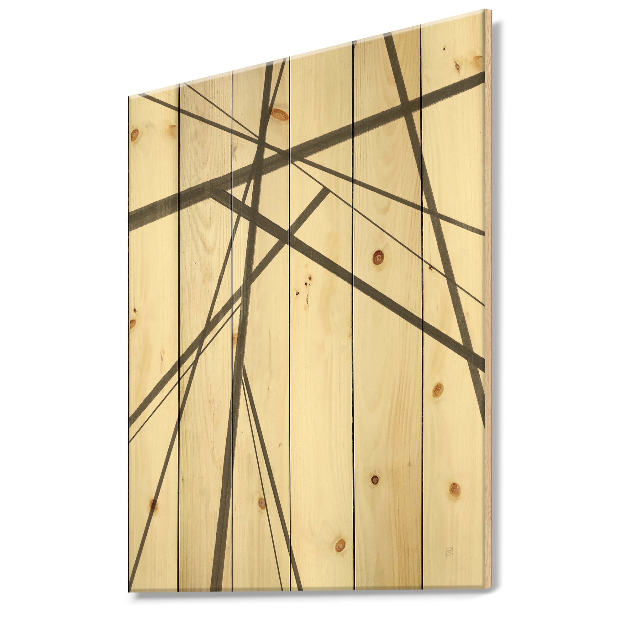 Designart 'Minimalist Monochrome III' Transitional Print on Natural Pine Wood