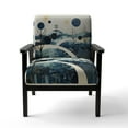 thumbnail image 1 of Designart "Minimalist Oasis Blue Beige Mid Century I" Blue Abstract Collages Upholstered Accent Chair - Modern Arm Chair For Bedroom, 1 of 2