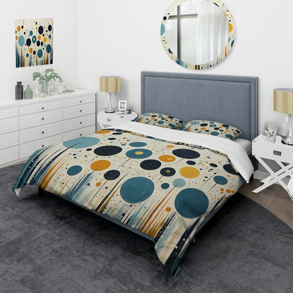 Designart "Minimalist Oasis Colorful Mid Century Zen II" Abstract Collages Bedding Covert Set - Minimalism Multi-Color Abstract Bed Set With 1 Sham