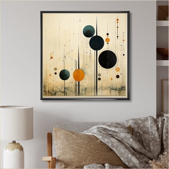 Designart "Minimalist Oasis Colorful Mid Century Zen IV" Abstract Collages Floater Framed Wall Art Print