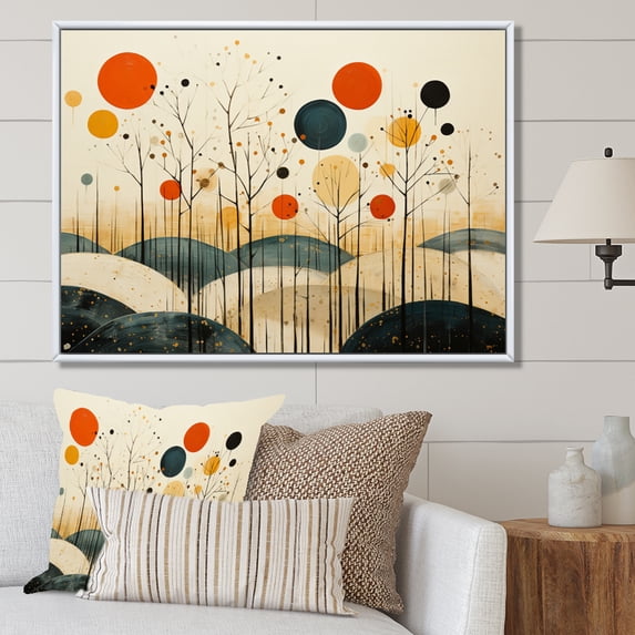 Designart "Minimalist Oasis Colorful Mid Century Zen V" Abstract Collages Floater Framed Wall Art Print