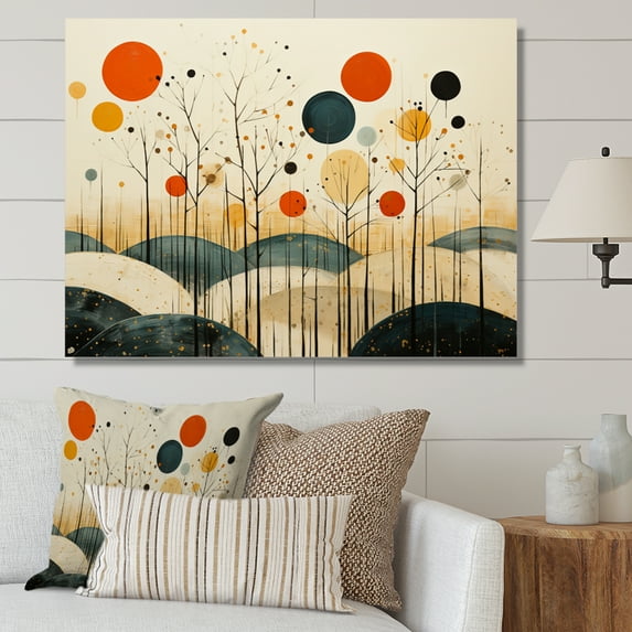 Designart "Minimalist Oasis Colorful Mid Century Zen V" Abstract Collages Wall Art Print