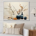 thumbnail image 1 of Designart "Minimalist Oasis Pottery in Blue Beige" Abstract Still Lifes Floater Framed Canvas Wall Art, 1 of 7