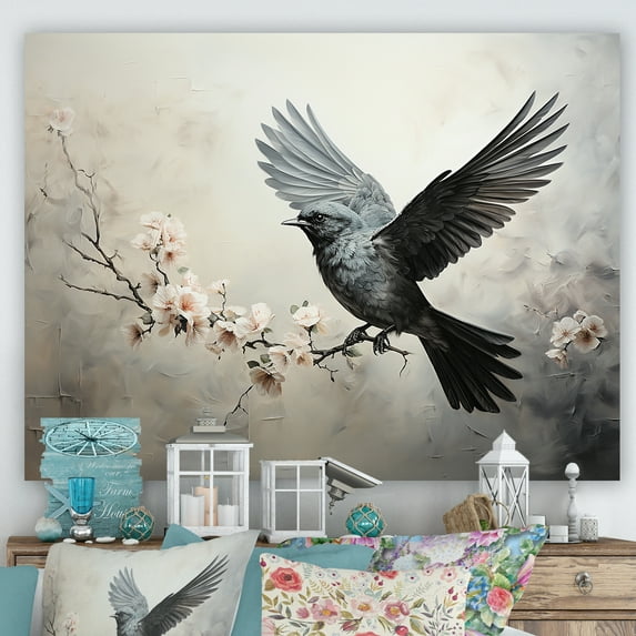 Designart "Minimalist Onyx Avian Soar" Animals Bird Wall Decor